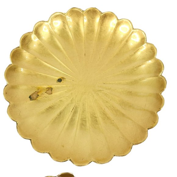 Vintage Serving Platter Tray Appetizer Dessert Plates Set Gold Flower Retro MCM - Picture 5 of 11